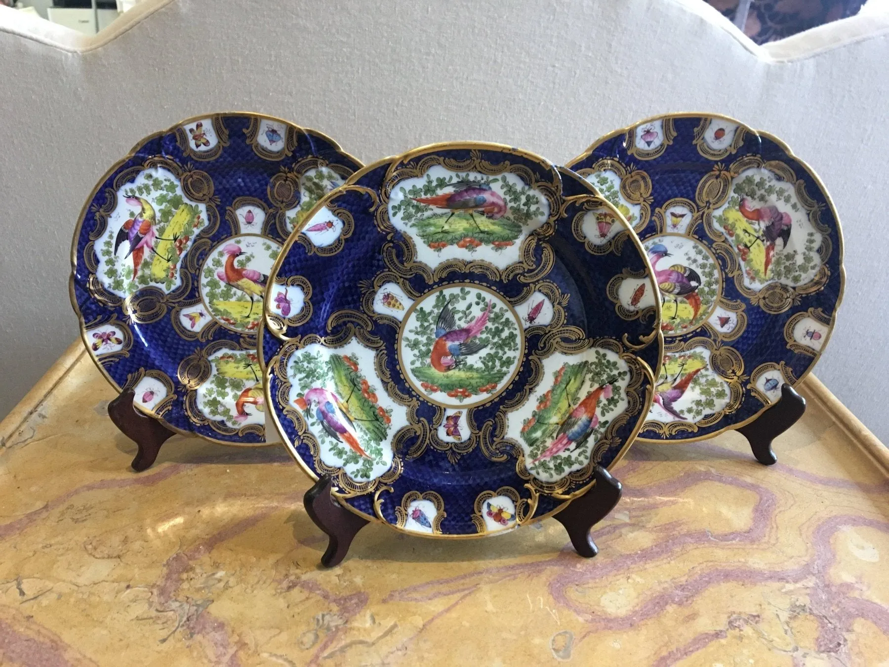Chelsea Porcelain Cabinet Plates, Mid 18th Century