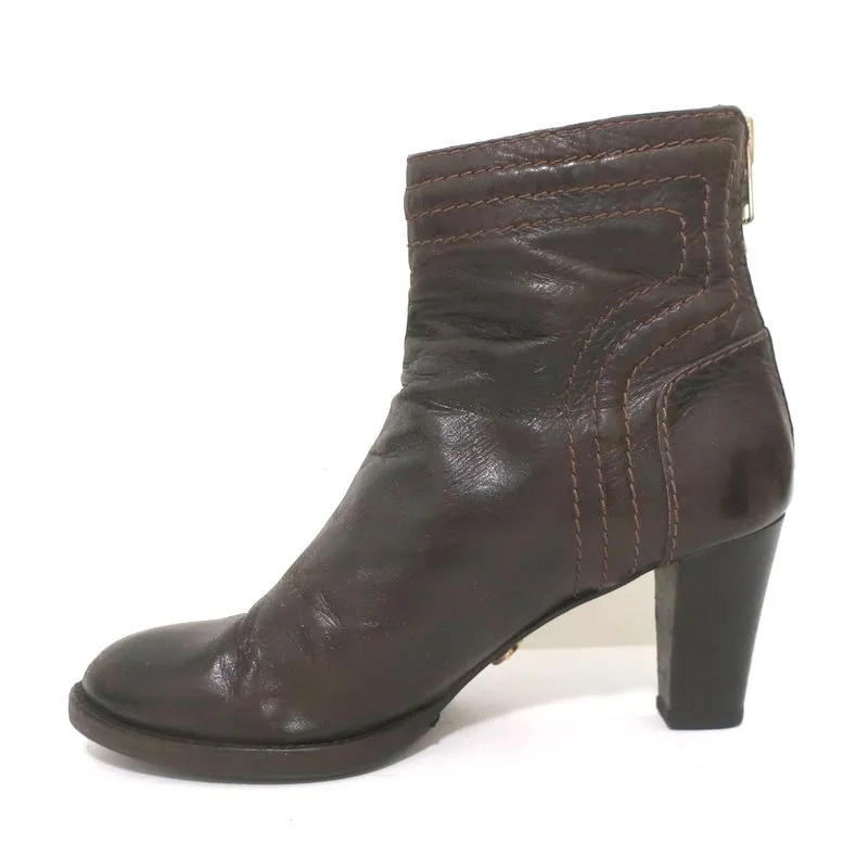 Chloe Ankle Boots Dark Brown Leather Size 40.5 High Heel Booties