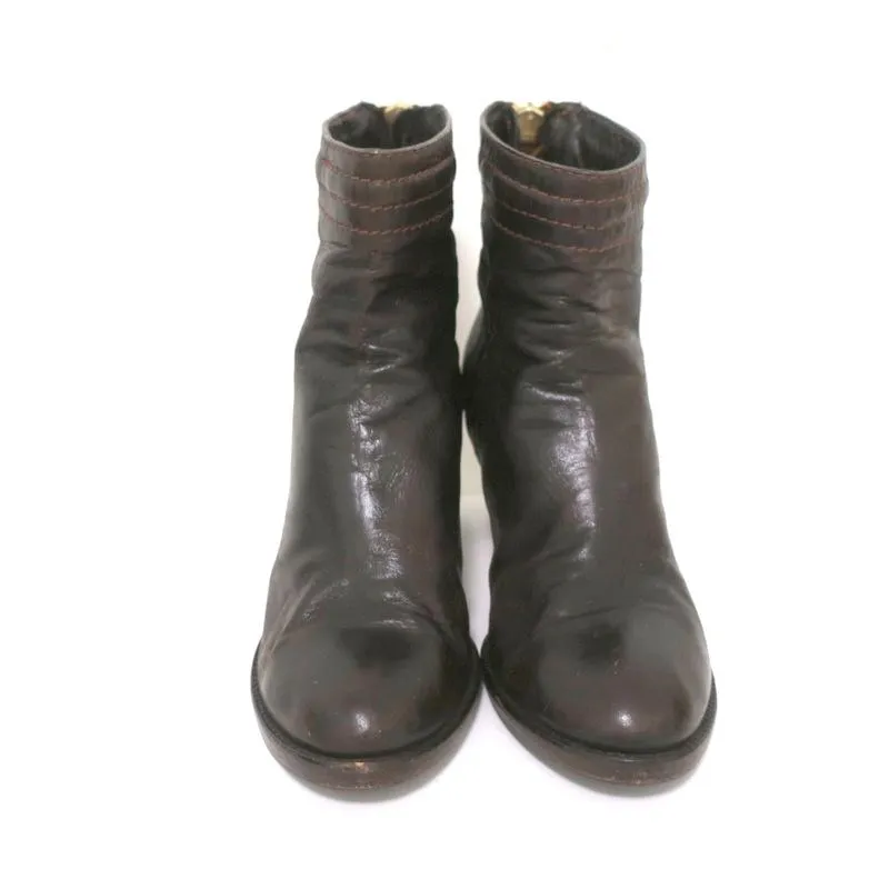 Chloe Ankle Boots Dark Brown Leather Size 40.5 High Heel Booties