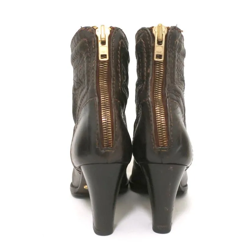 Chloe Ankle Boots Dark Brown Leather Size 40.5 High Heel Booties