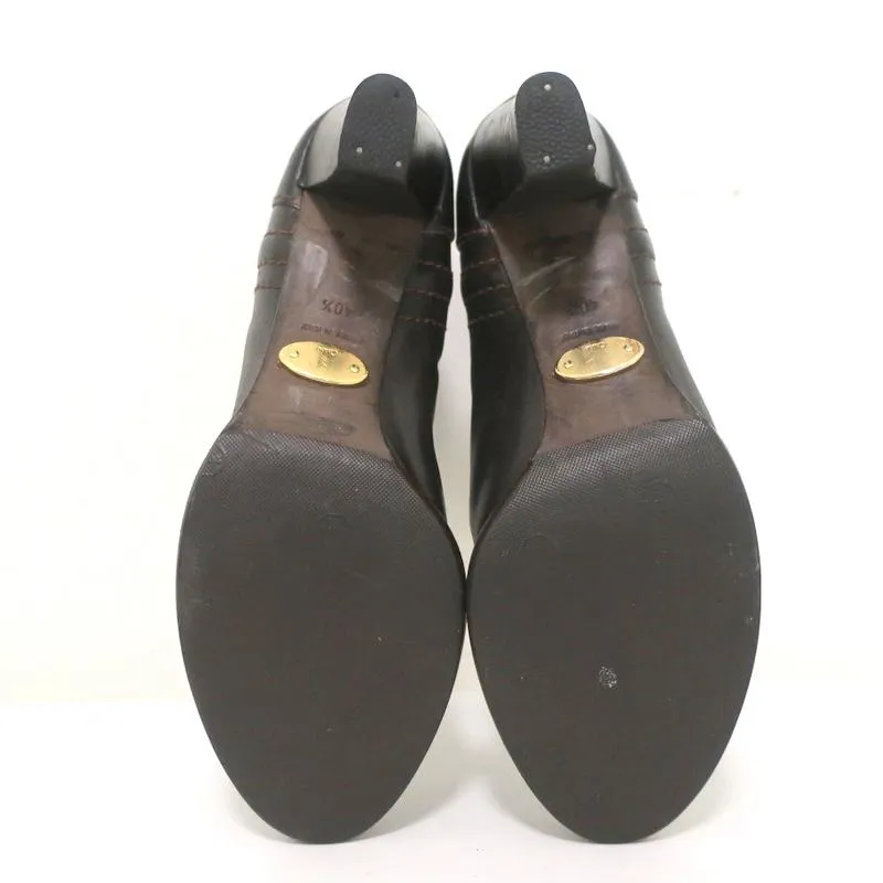 Chloe Ankle Boots Dark Brown Leather Size 40.5 High Heel Booties