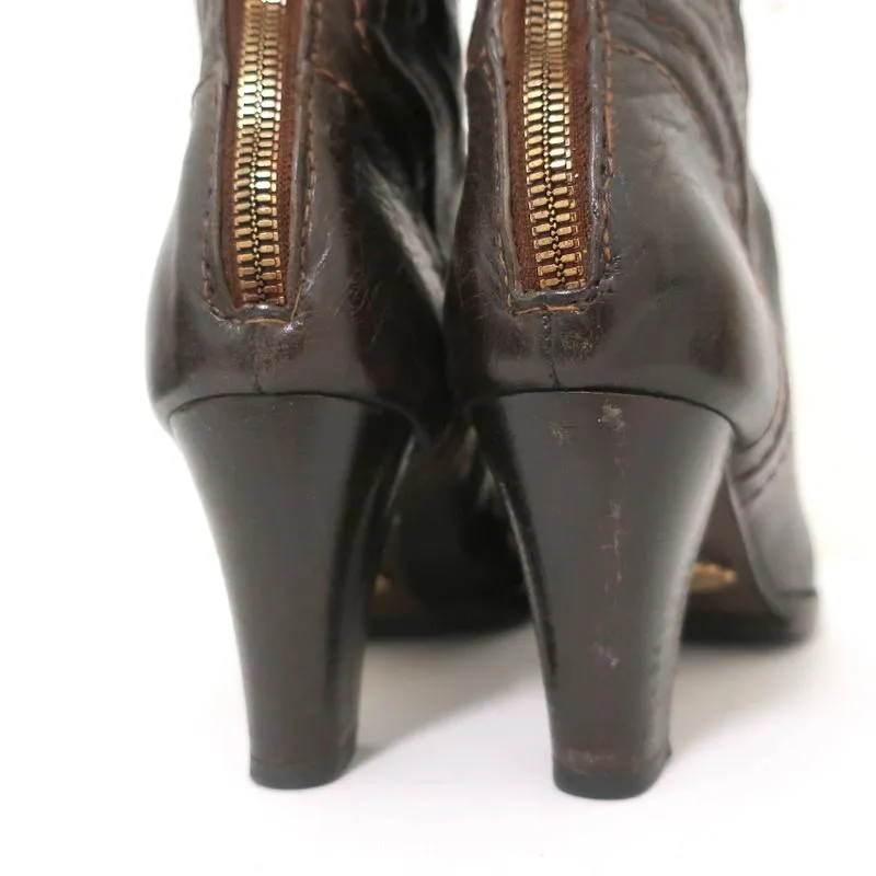 Chloe Ankle Boots Dark Brown Leather Size 40.5 High Heel Booties