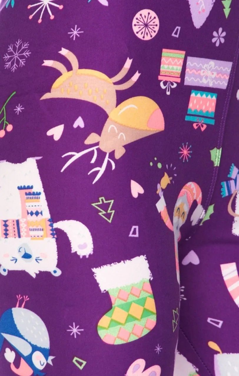 Christmas 1X3X Leggings "Purple Fun Christmas"