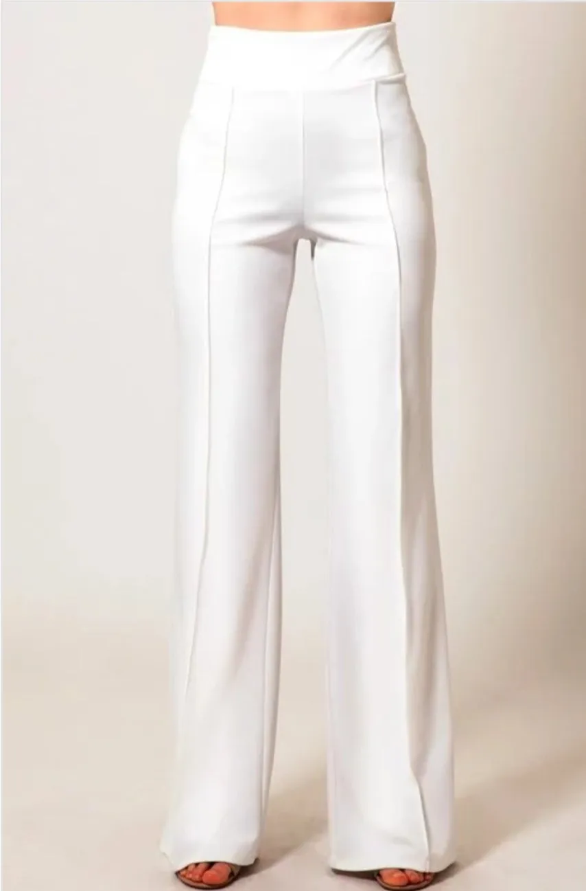 Classy Posh White Stretch High Waist Pants