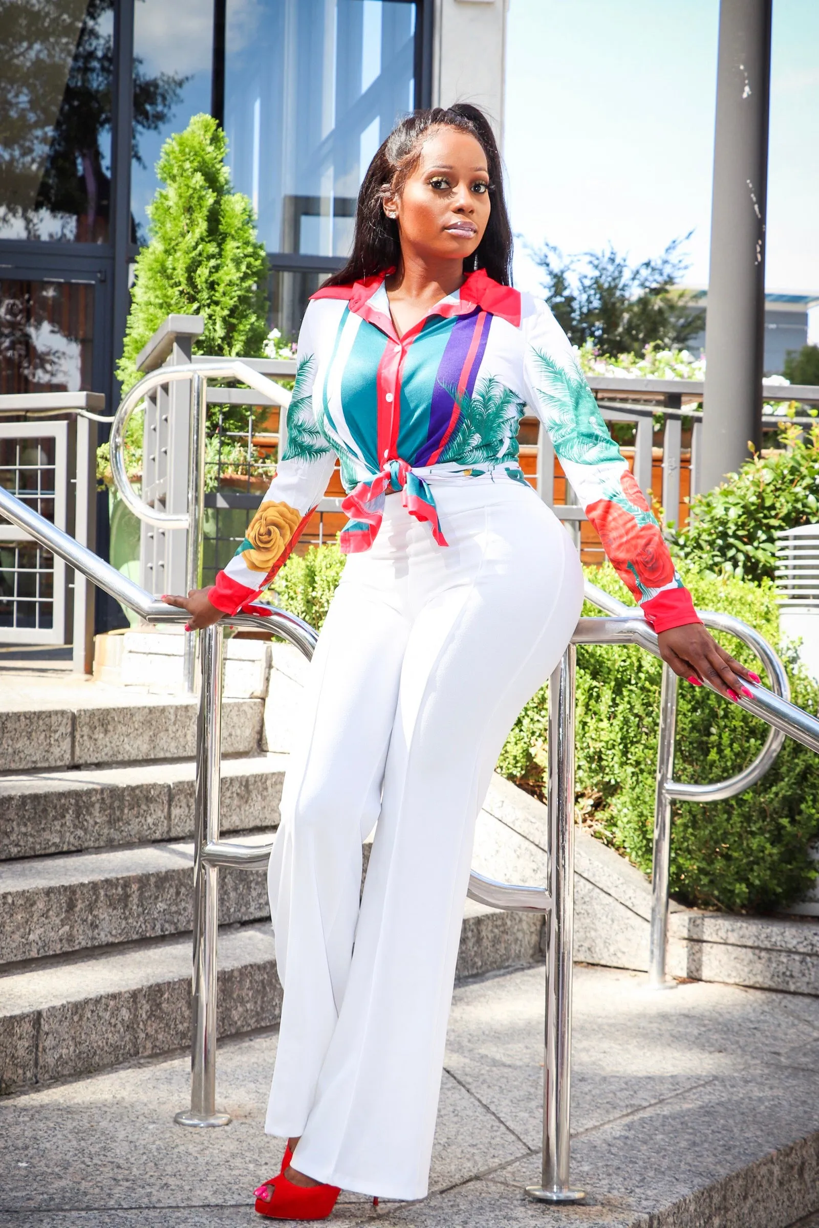 Classy Posh White Stretch High Waist Pants