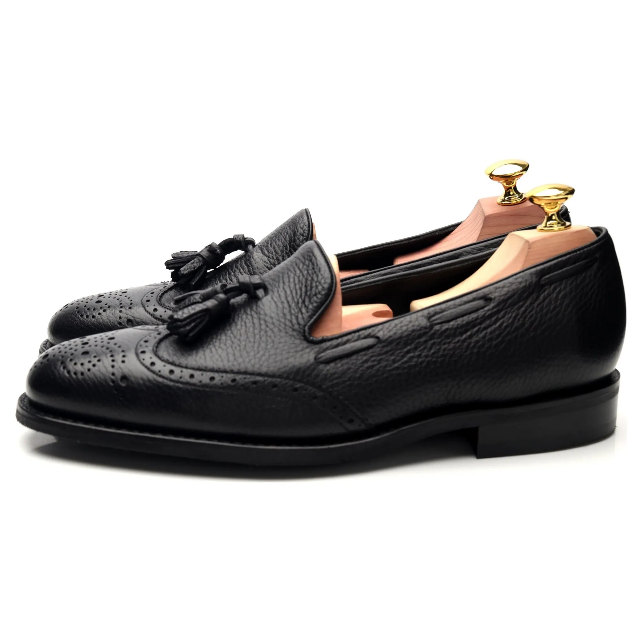 'Clive' Black Leather Tassel Loafer UK 7.5 F