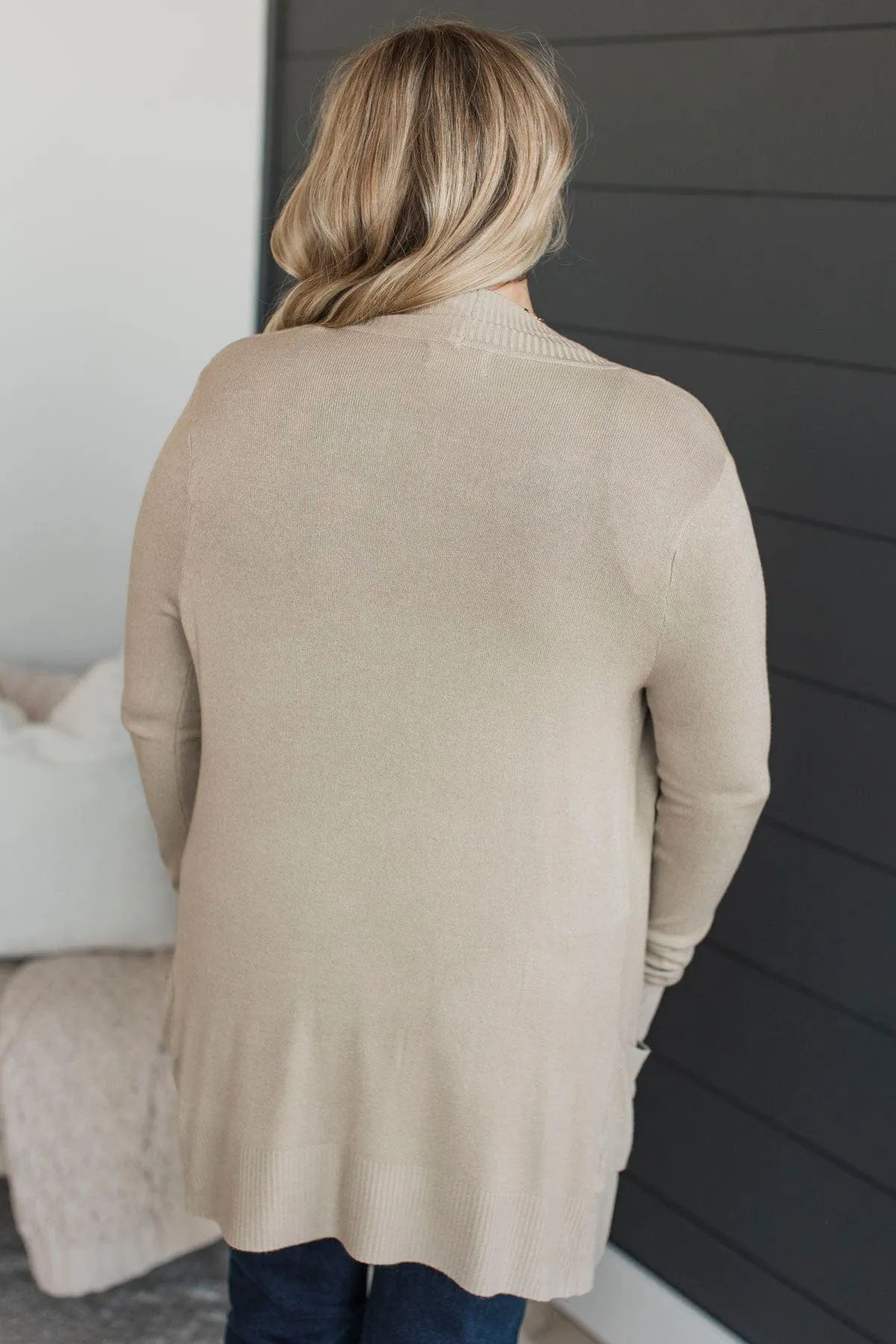 Comfortable With Myself Knit Cardigan- Taupe