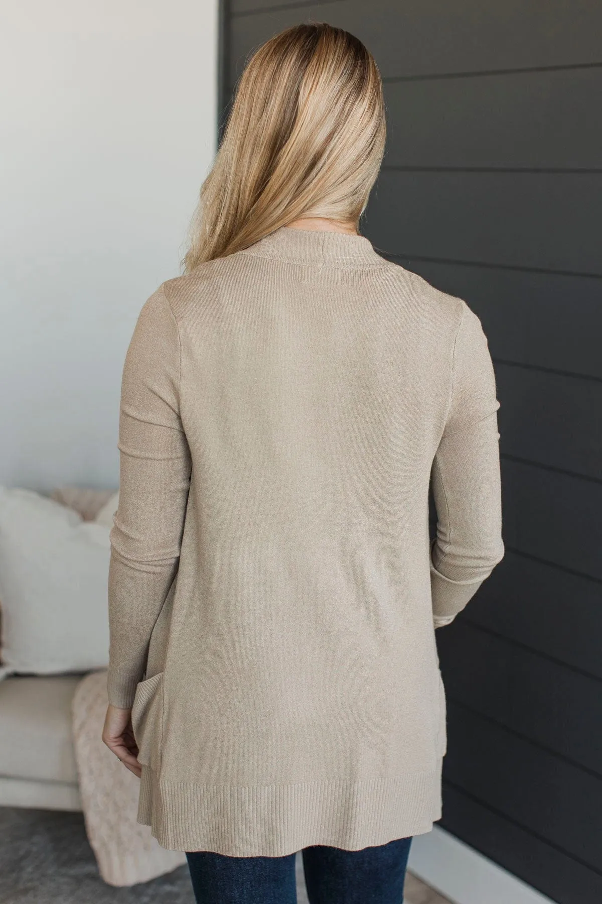 Comfortable With Myself Knit Cardigan- Taupe