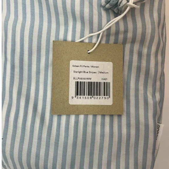 COPY - Ettitude Pajama Pants Bamboo Sateen Sz MStarlight Blue White Stripes NE…