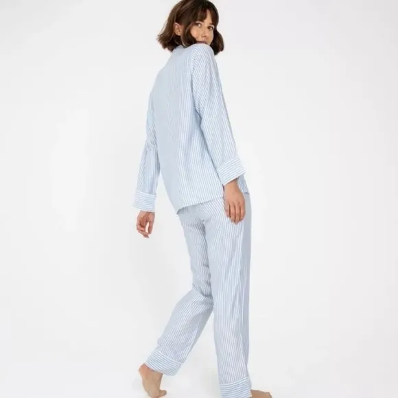 COPY - Ettitude Pajama Pants Bamboo Sateen Sz MStarlight Blue White Stripes NE…
