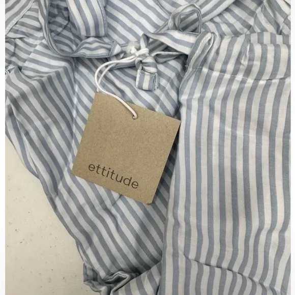 COPY - Ettitude Pajama Pants Bamboo Sateen Sz MStarlight Blue White Stripes NE…