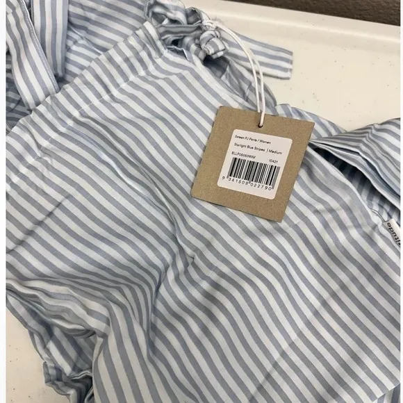 COPY - Ettitude Pajama Pants Bamboo Sateen Sz MStarlight Blue White Stripes NE…