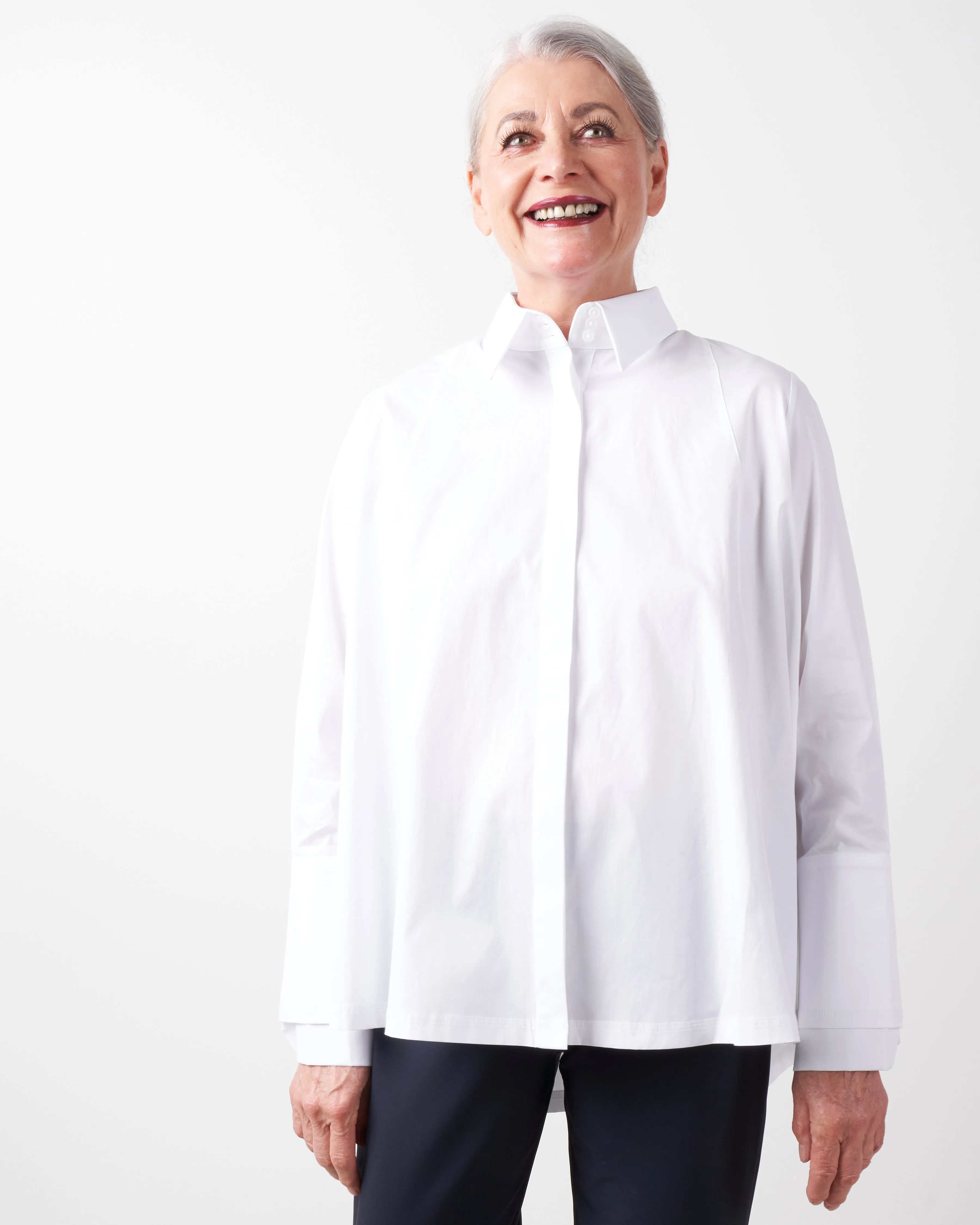 cotton swing back shirt - white