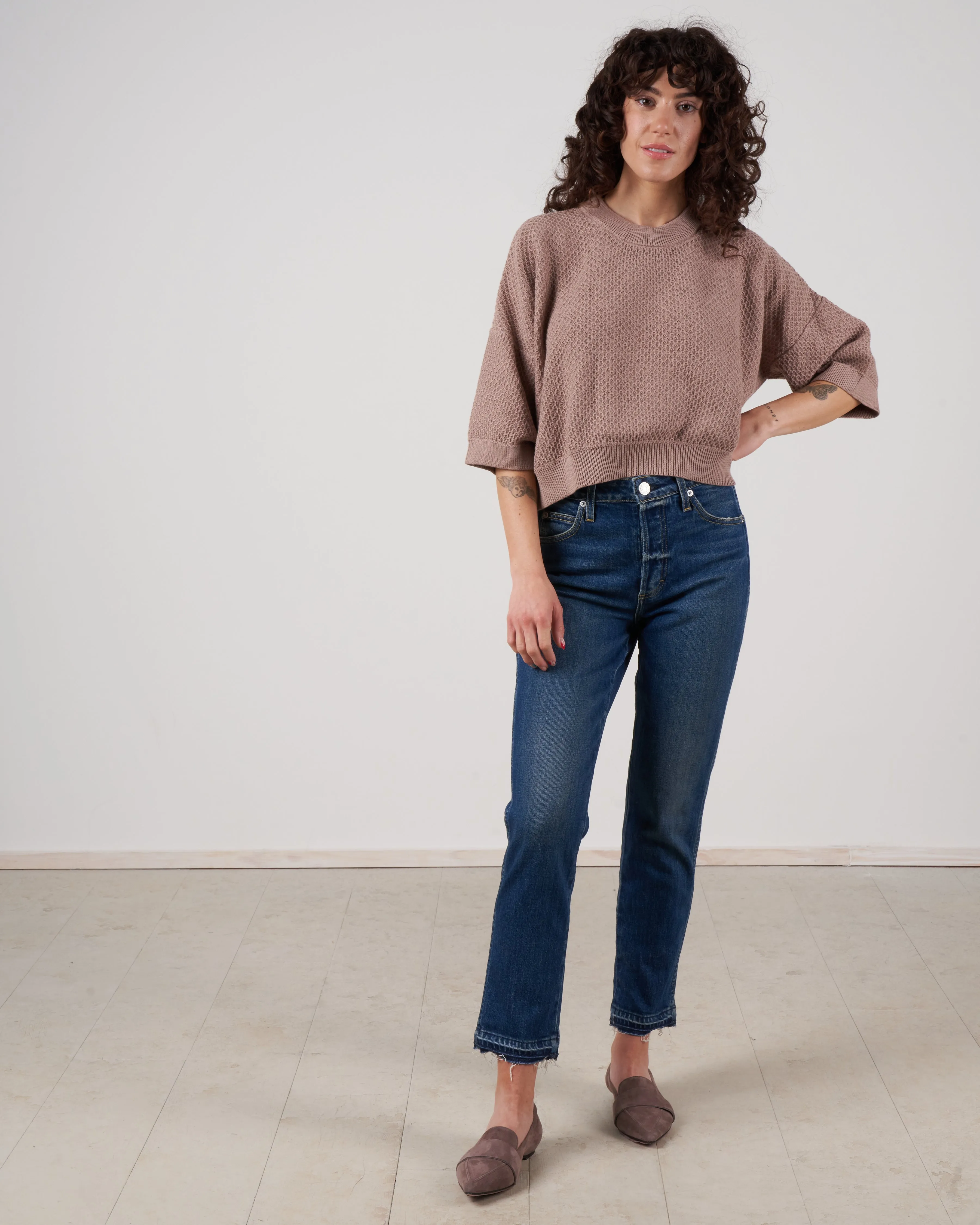 cropped jumper - almond