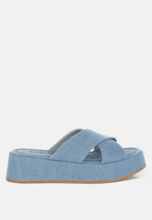Denim Flatform Slip Ons By RUW