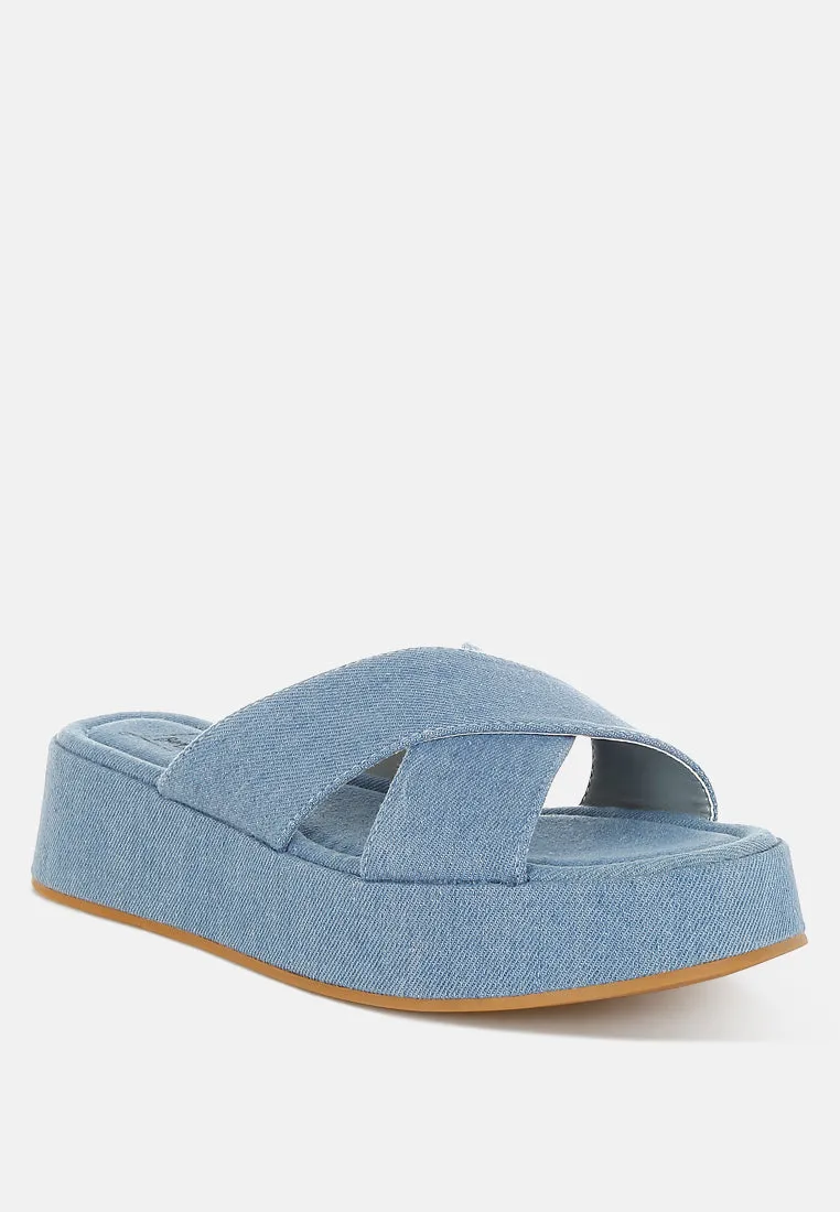 Denim Flatform Slip Ons By RUW