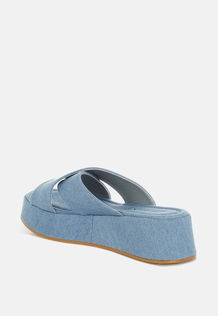 Denim Flatform Slip Ons By RUW