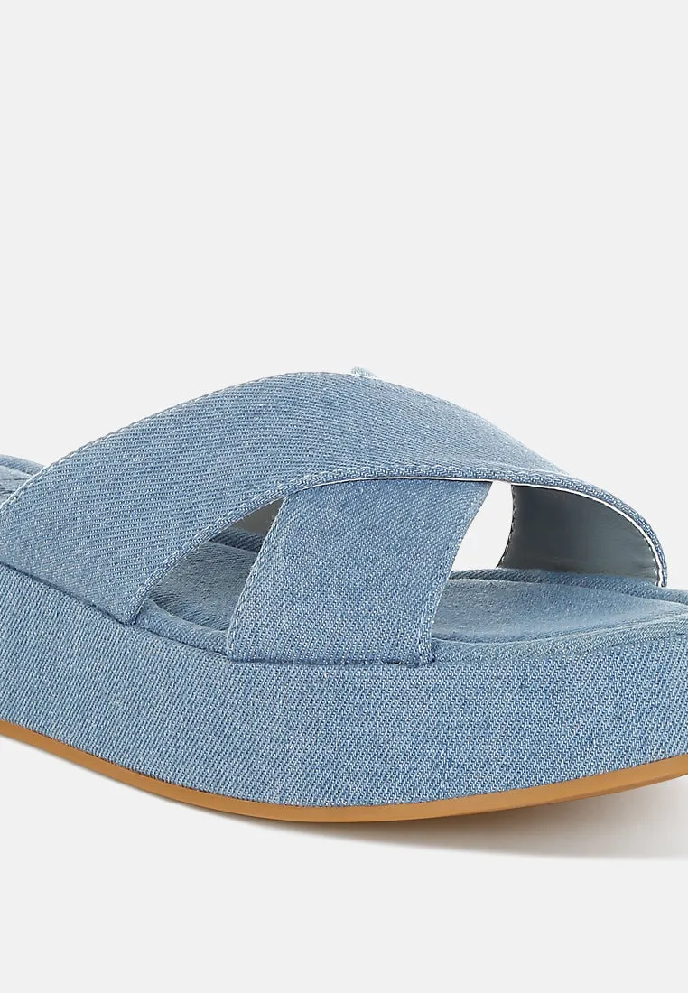Denim Flatform Slip Ons By RUW