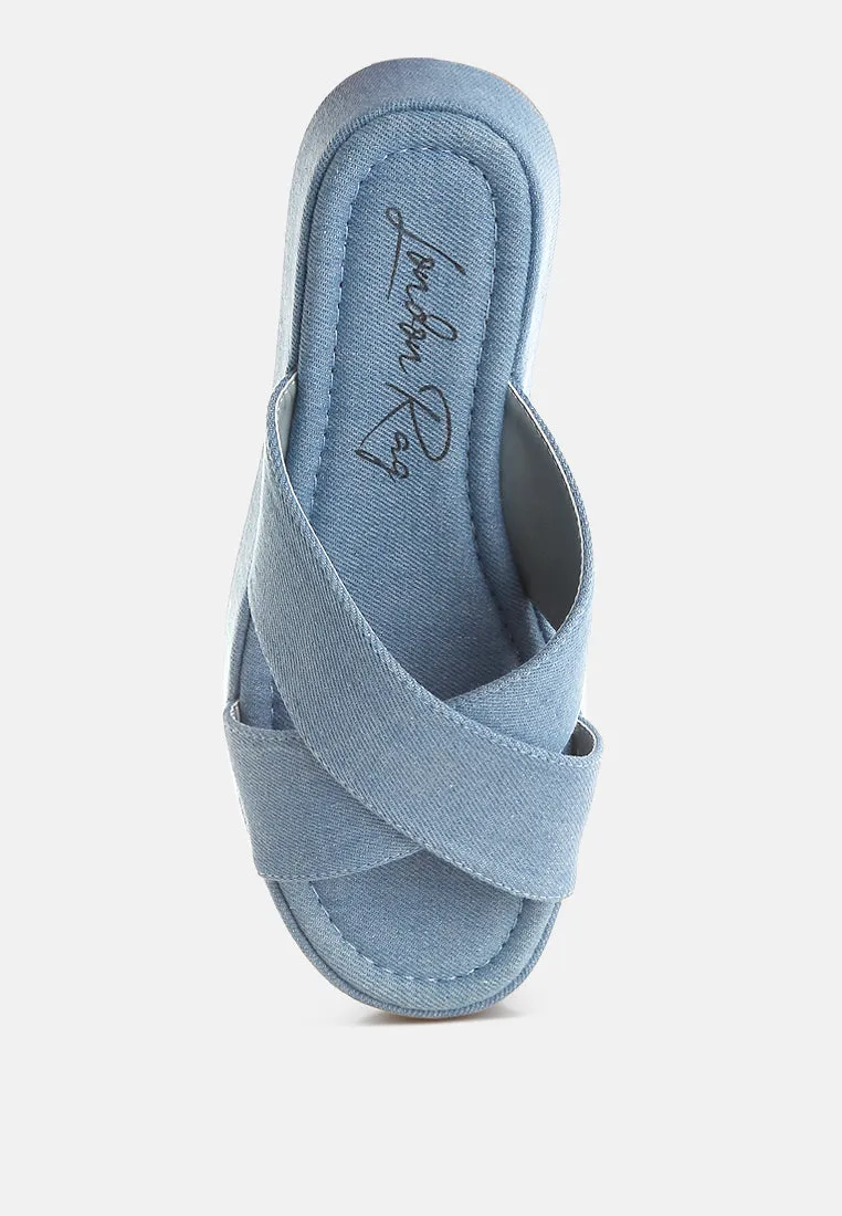 Denim Flatform Slip Ons By RUW