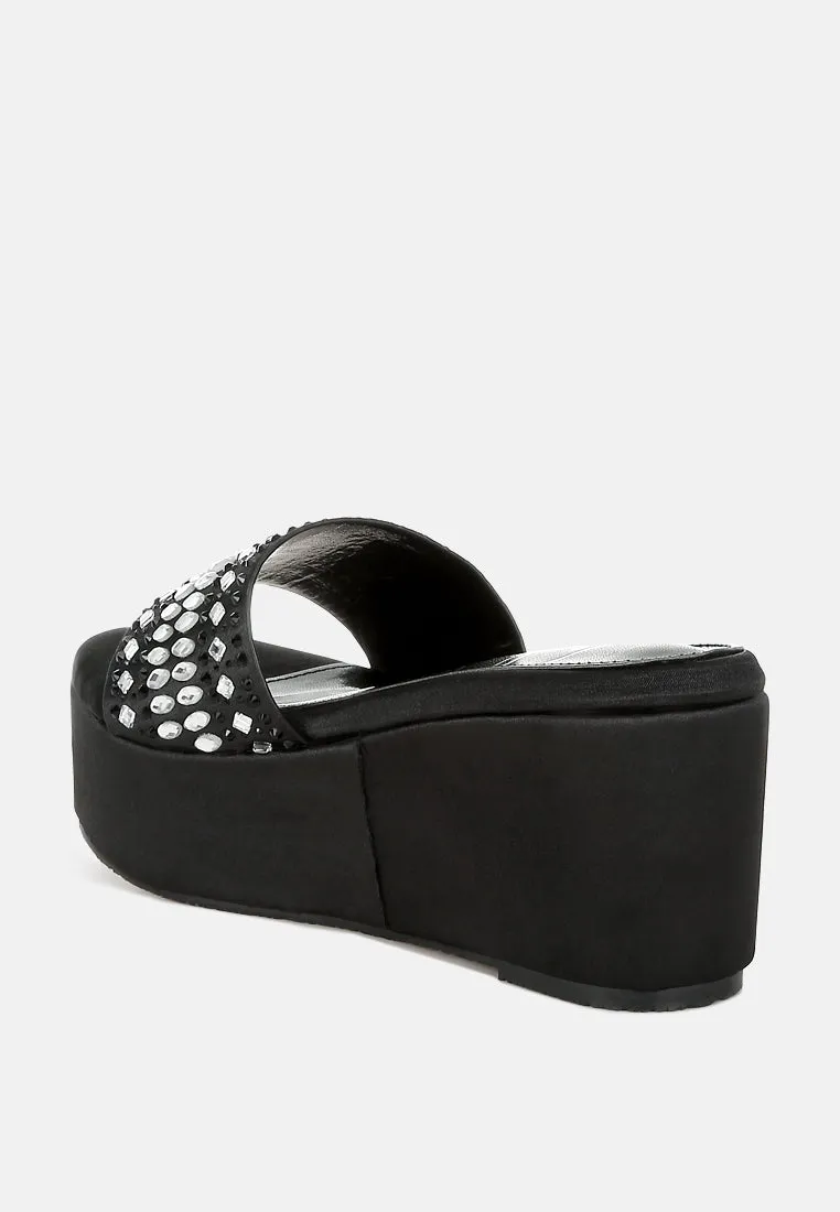 Diamante & Rhinestone Detail Stylish Flatforms By RAG