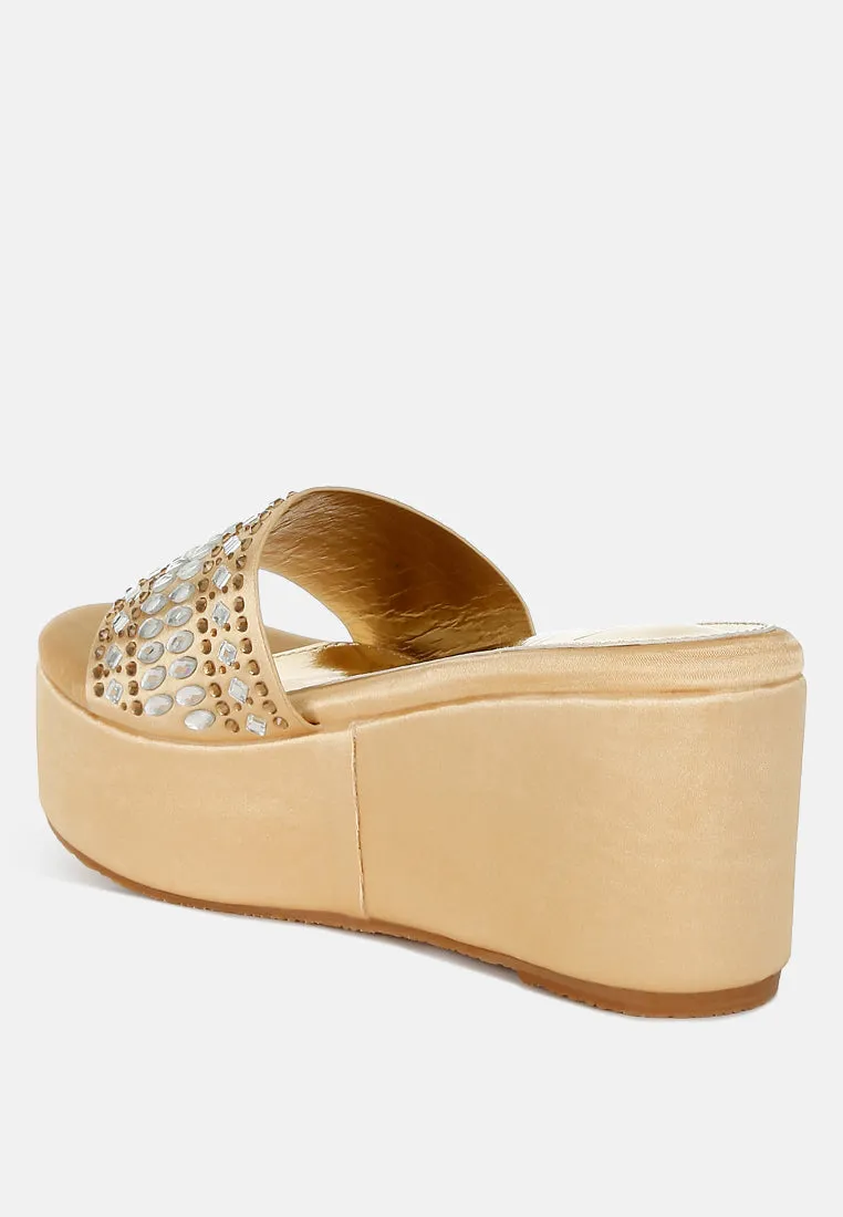 Diamante & Rhinestone Detail Stylish Flatforms by RUW