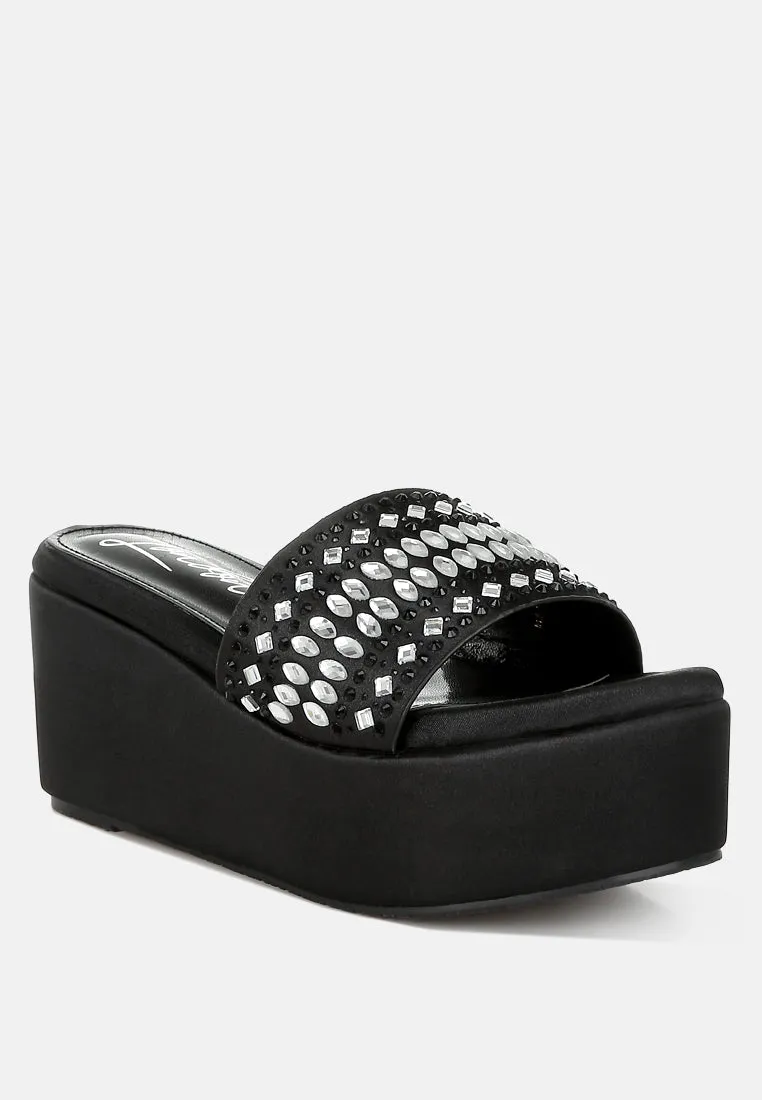 Diamante & Rhinestone Detail Stylish Flatforms by RUW