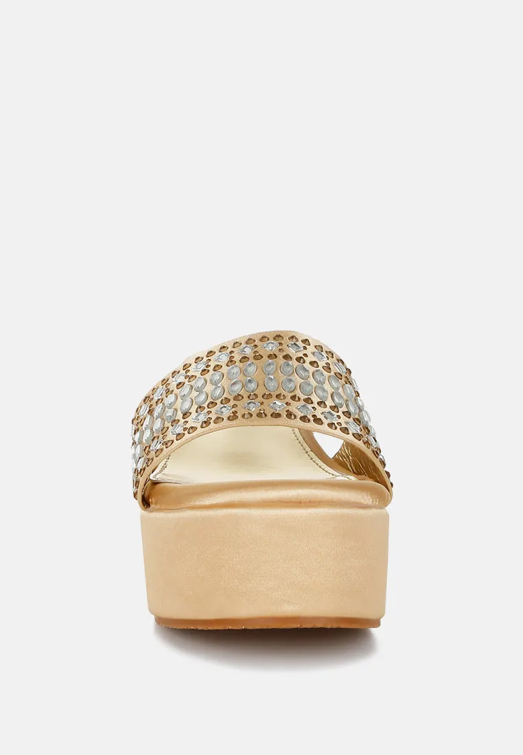Diamante & Rhinestone Detail Stylish Flatforms by RUW