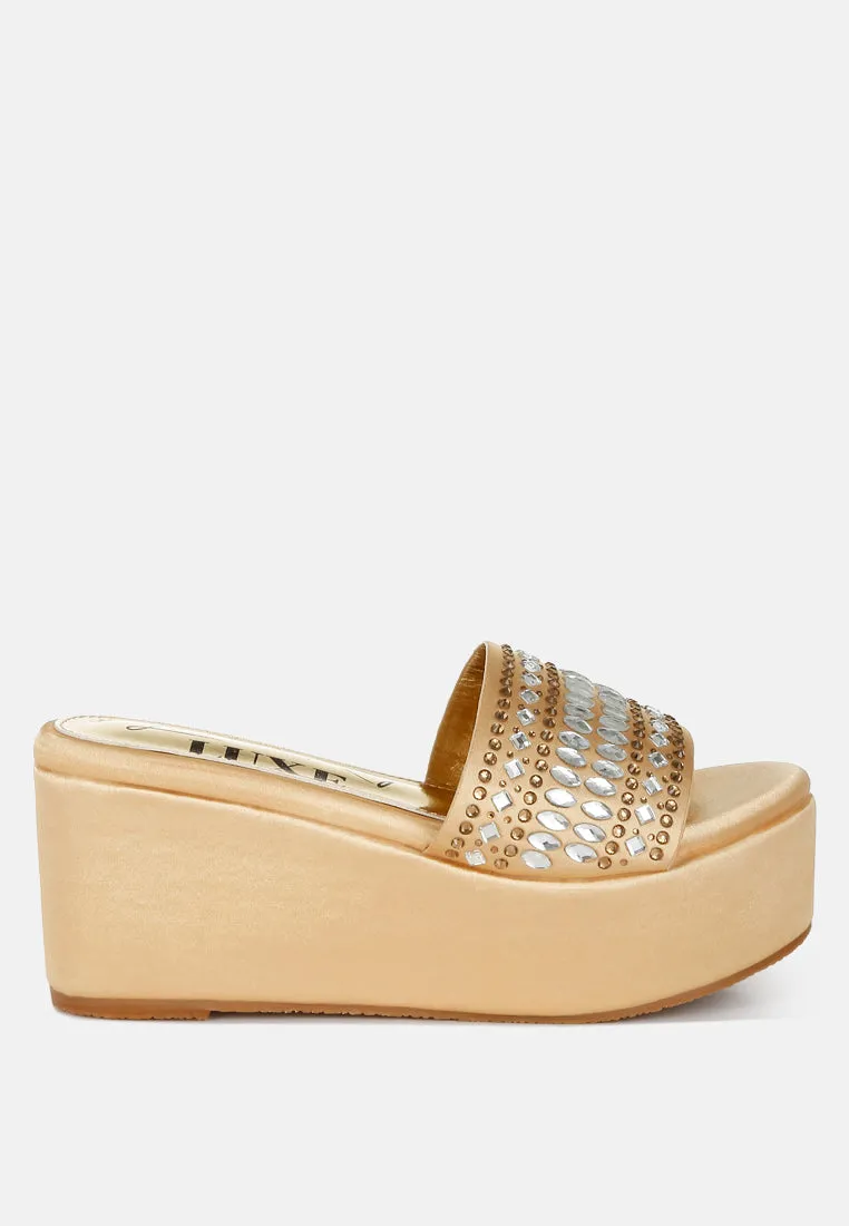 Diamante & Rhinestone Detail Stylish Flatforms by RUW