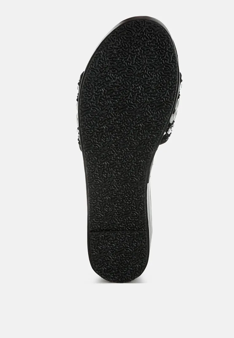 Diamante & Rhinestone Detail Stylish Flatforms by RUW