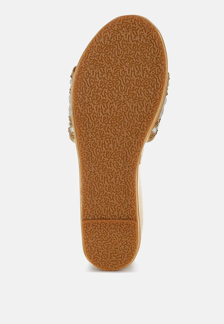 Diamante & Rhinestone Detail Stylish Flatforms by RUW
