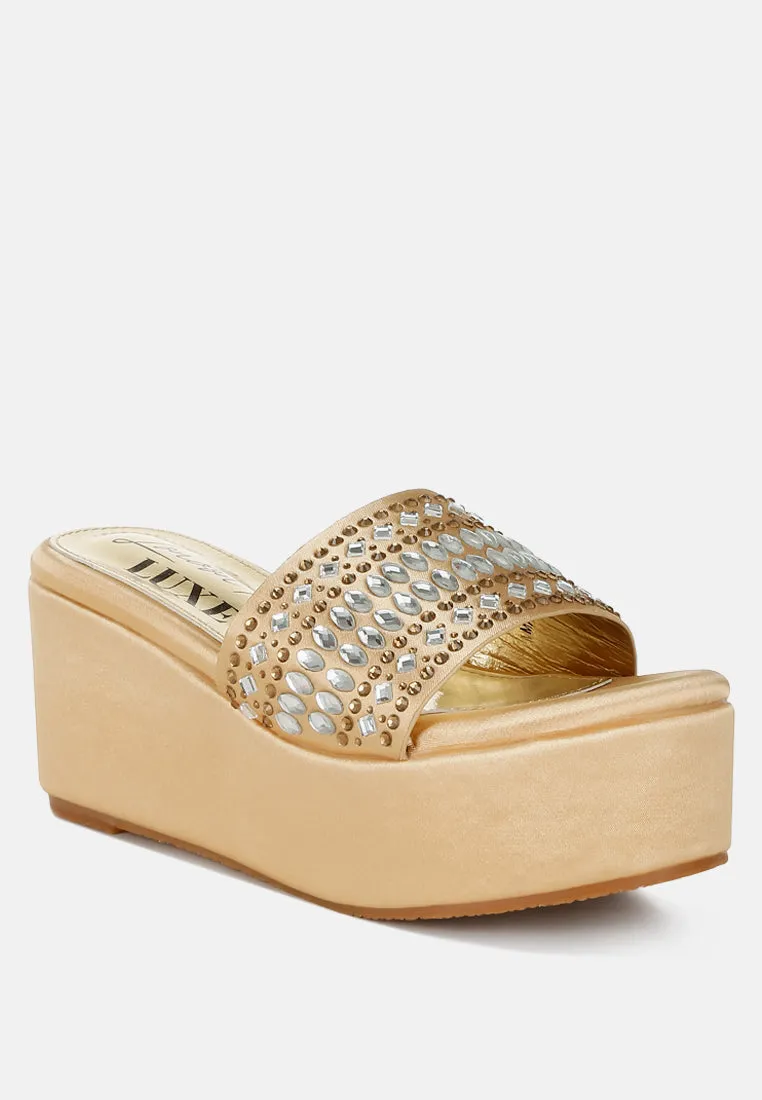 Diamante & Rhinestone Detail Stylish Flatforms by RUW