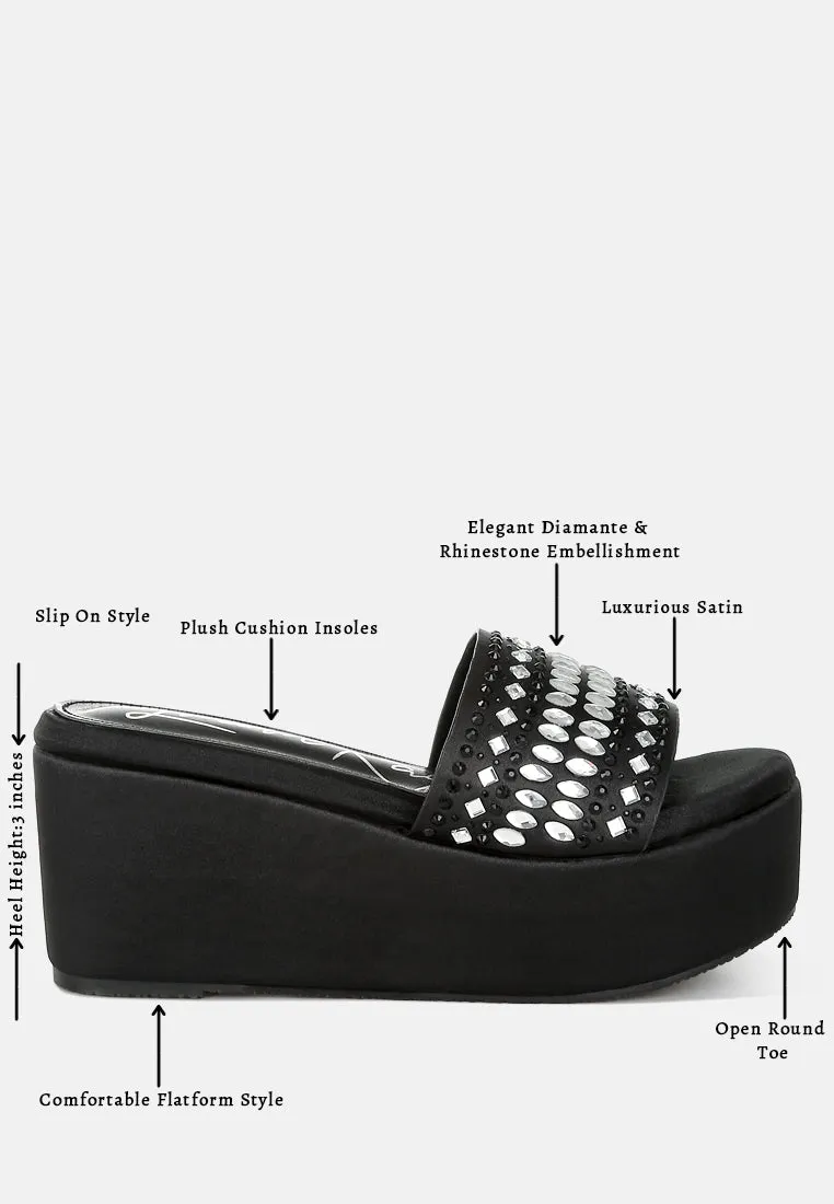 Diamante & Rhinestone Detail Stylish Flatforms by RUW