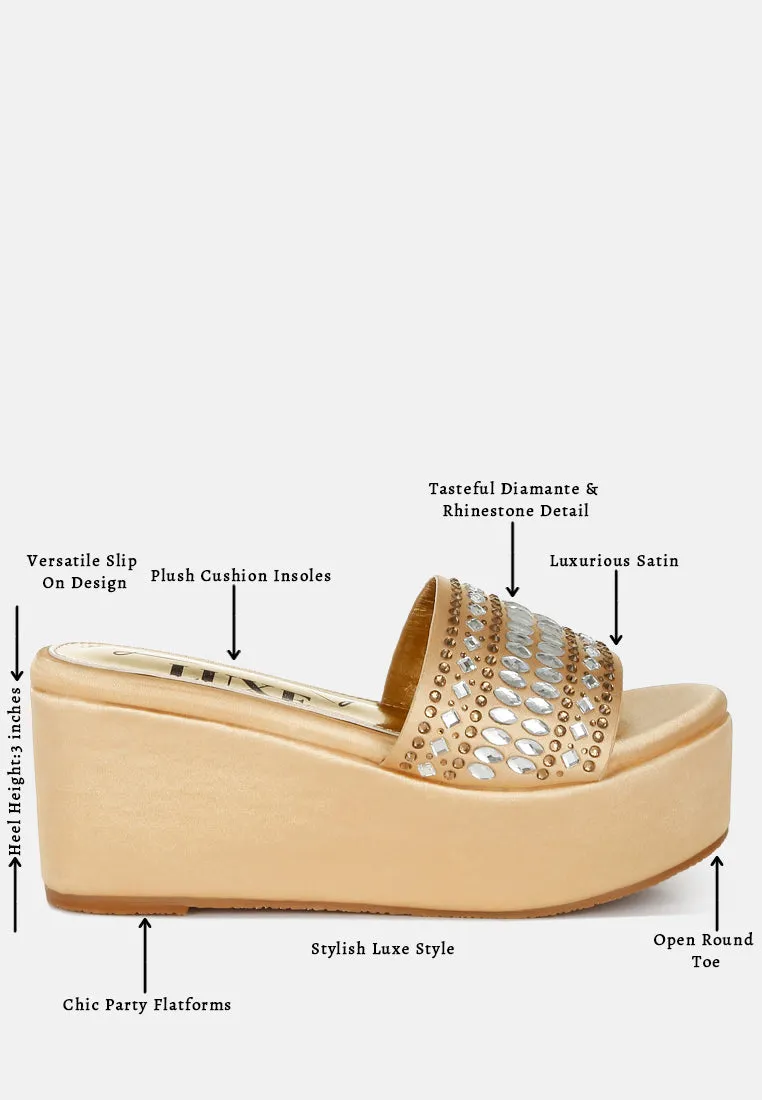 Diamante & Rhinestone Detail Stylish Flatforms by RUW