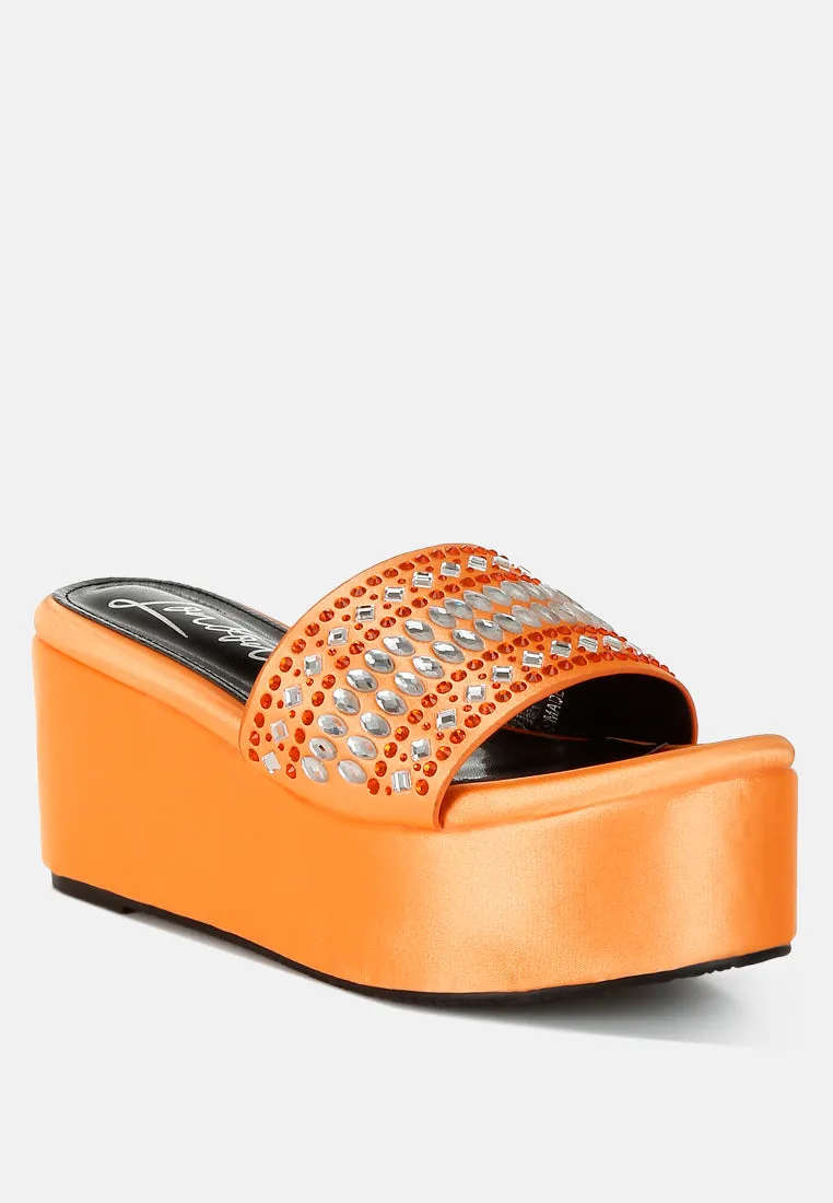 Diamante & Rhinestone Detail Stylish Flatforms by RUW