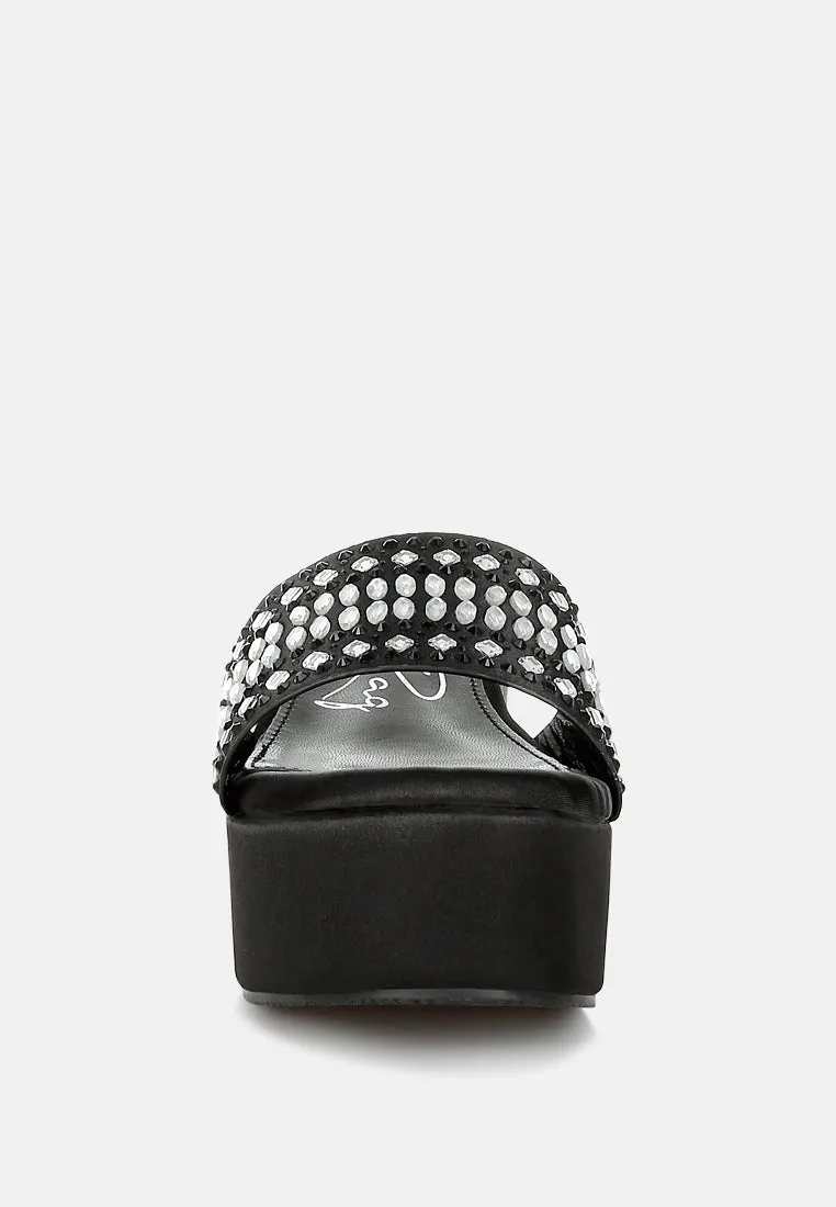 Diamante & Rhinestone Detail Stylish Flatforms by RUW