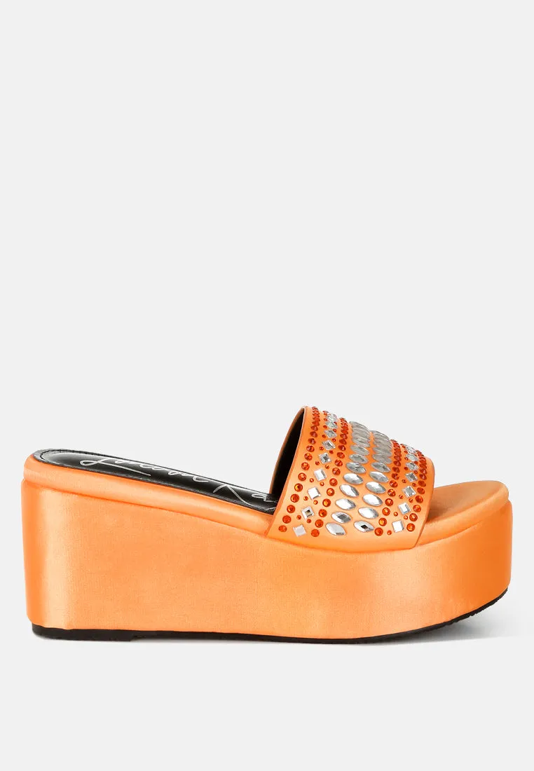 Diamante & Rhinestone Detail Stylish Flatforms by RUW