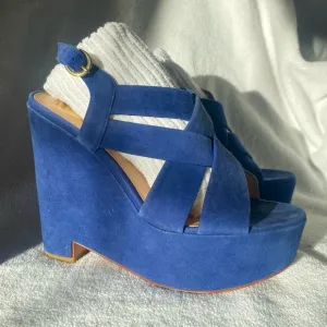 DOLCE VITA blue suede wedge
