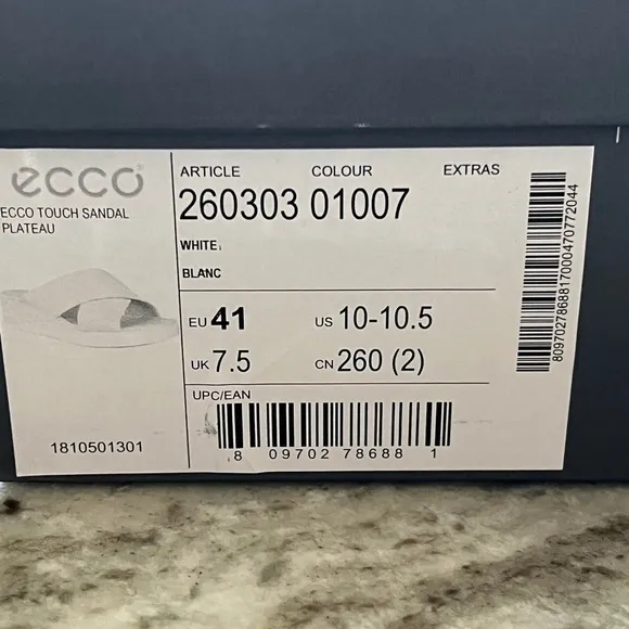 ECCO TOUCH SANDAL PLATEAU Off White Leather Wedge Sandal  Lightweight Multi Size