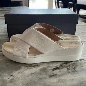 ECCO TOUCH SANDAL PLATEAU Off White Leather Wedge Sandal  Lightweight Multi Size