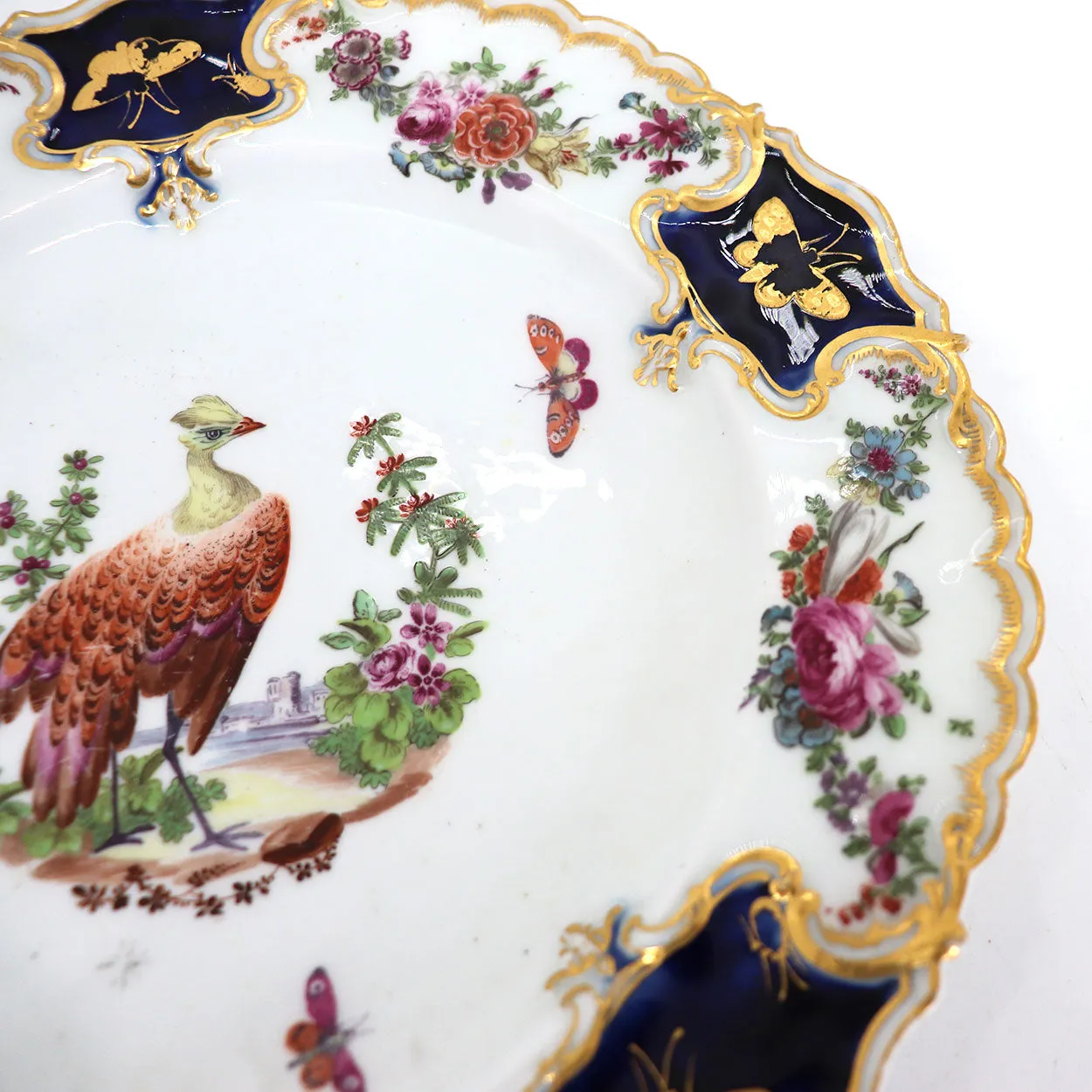 English Chelsea Soft Paste Porcelain Exotic Bird Mecklenberg-Strelitz Service Plate