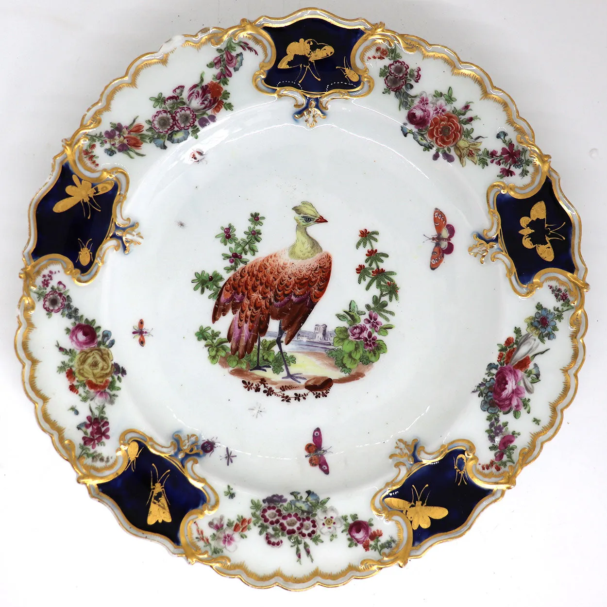 English Chelsea Soft Paste Porcelain Exotic Bird Mecklenberg-Strelitz Service Plate