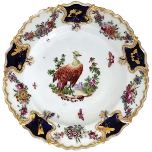 English Chelsea Soft Paste Porcelain Exotic Bird Mecklenberg-Strelitz Service Plate