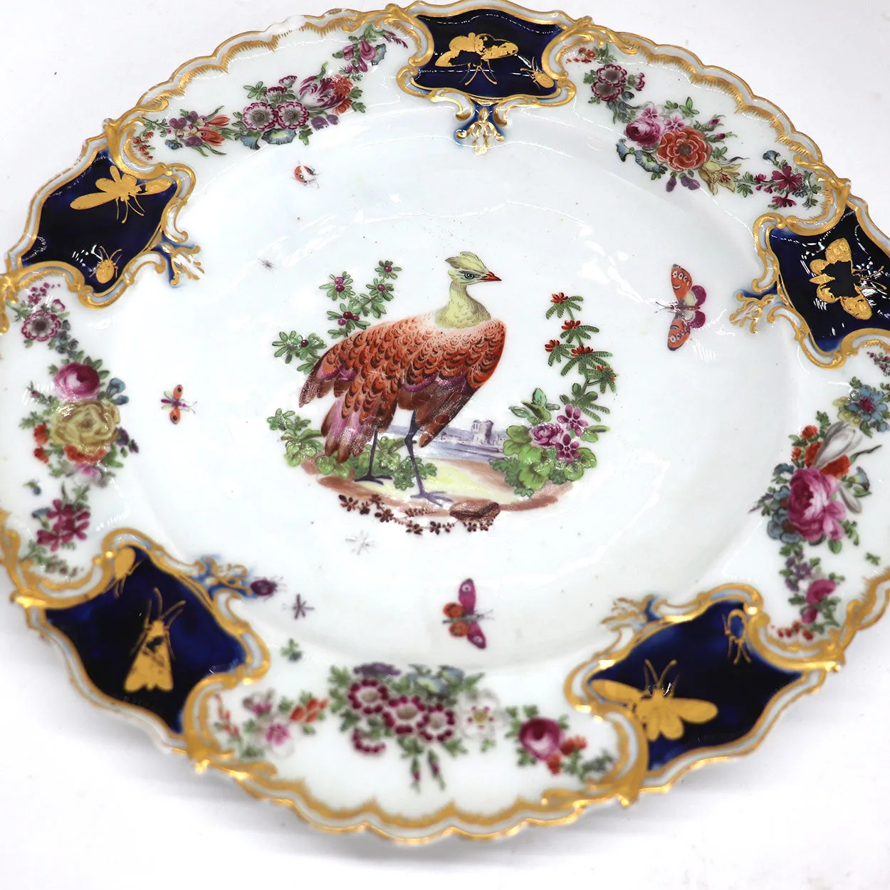English Chelsea Soft Paste Porcelain Exotic Bird Mecklenberg-Strelitz Service Plate