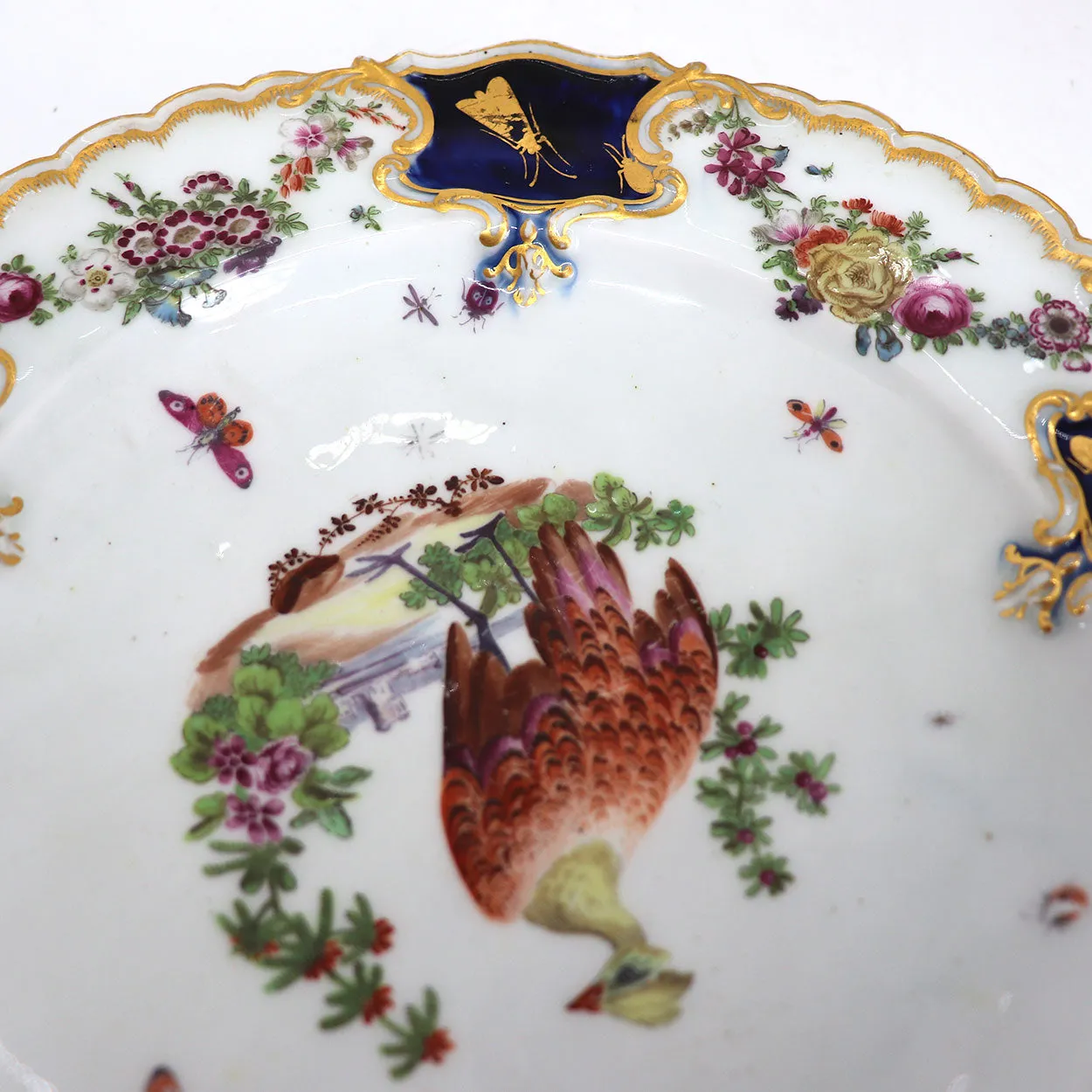 English Chelsea Soft Paste Porcelain Exotic Bird Mecklenberg-Strelitz Service Plate