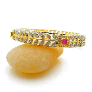 Fashion Gold Tone Crystal Slip On Bangle