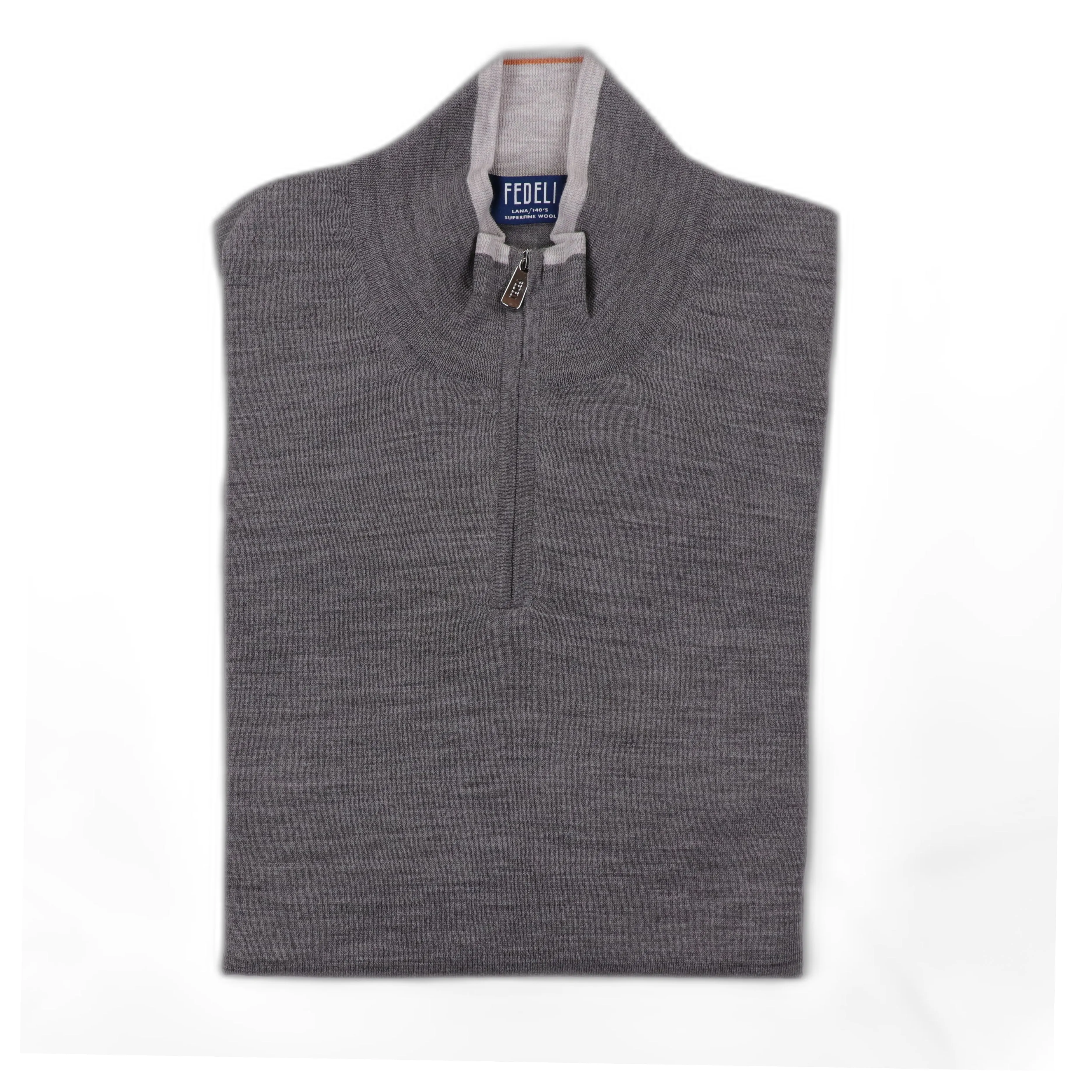 Favonio 140 Superfine Wool Tricolor Half ZIp in Cement