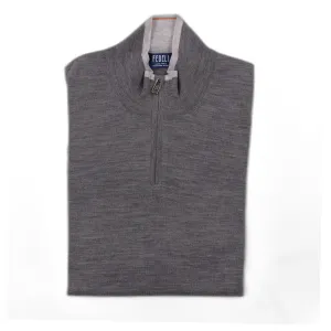 Favonio 140 Superfine Wool Tricolor Half ZIp in Cement
