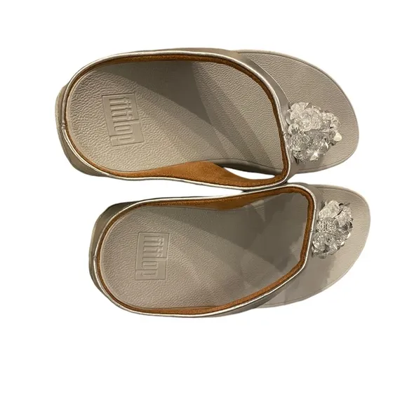 Fitflop Rumba Silver Wedge Sandal  7