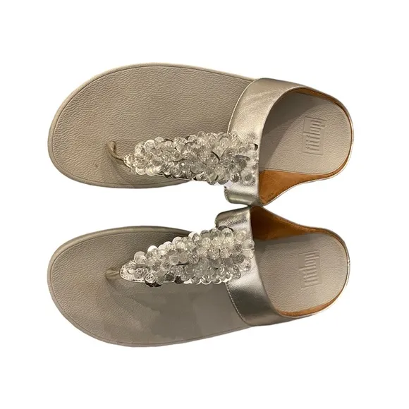 Fitflop Rumba Silver Wedge Sandal  7