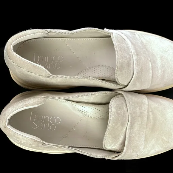 Franco Sarto Off White Suede Leather Loafer Sneaker NWOT 10 Medium